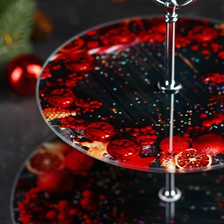 Glass 2-tier shade “New Year's Wreath”, D = 25/20 cm-2