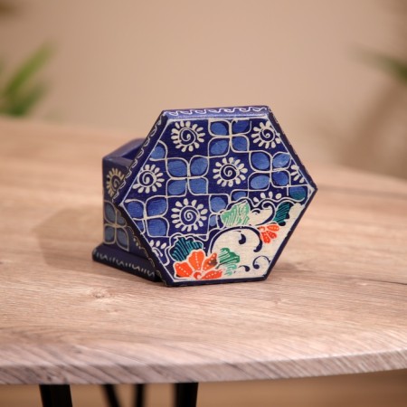 Wooden box, batik 10x11x7 cm-4