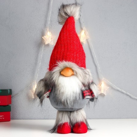 Interior doll "Santa Claus in a red cap with a fur bomb" 45x18x11 cm