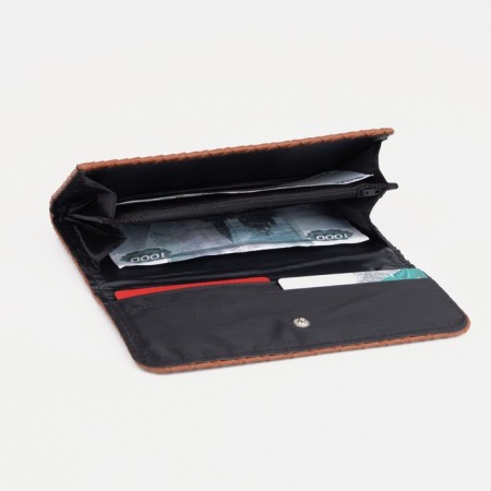 Women's wallet on the button, brown color-3