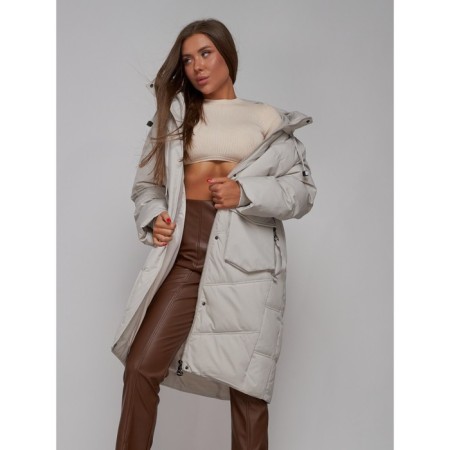 Coat insulated winter feminine, size 48, color light gray-16