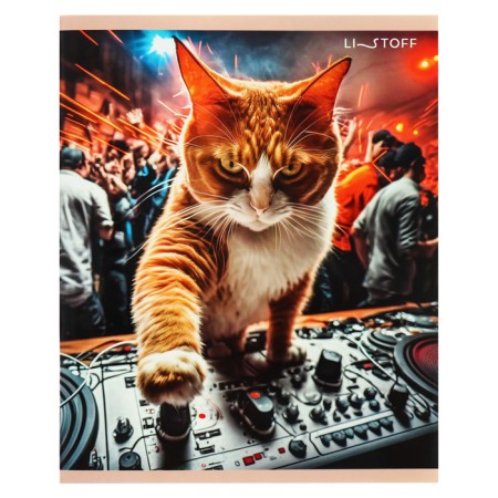 Notebook of 48 sheets in a cage, "fluffy DJ", cover coated cardboard, glossy lamination, block 60 g/m2, mix-6
