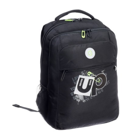 School backpack, 39 x 26 x 19 cm, Grizzly, ergonomic back, laptop department, black-1