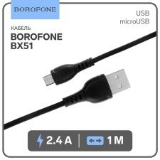 Cable Borofone BX51, microUSB - USB, 2.4 A, 1 m, PVC braid, black