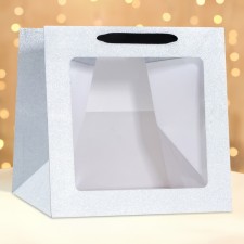 Gift New Year craft with a square bottom and window, 30 x 30 x 30 cm.