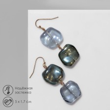 Earrings Assorted Summer Squares, color blue-green in gold