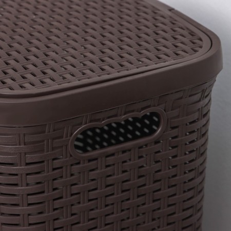 Besnaya basket with a rattan lid, 40 l, 37 × 29 × 48 cm, brown color-1