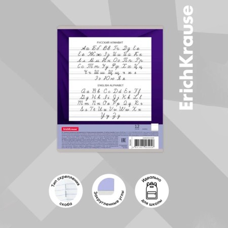 Notebook of 12 sheets in the Erichkrause "Duotone Next", the cover coated cardboard, an offset block 100% whiteness, mix-4