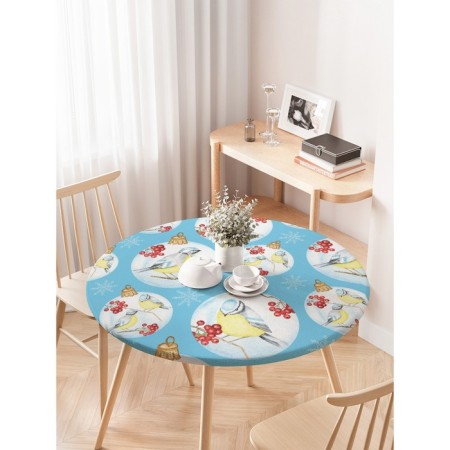 Tables on the table “Tints on a branch”, round, oxford, elastic band, size 120x120 cm, diameter 75-100 cm-2