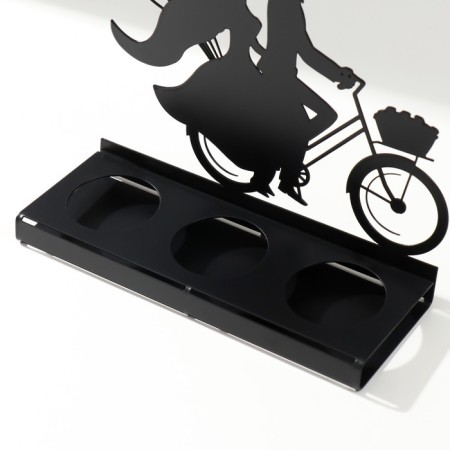 Summary Metal for 3 candles "Romantic bicycle trip" Black 16.8x18.5x6 cm-4