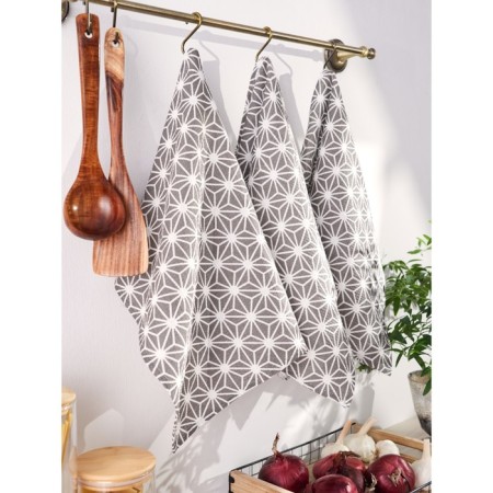 A set of towels of kitchen stellar Grey, size 45x60 cm abstraction, gray, 6 pcs-2