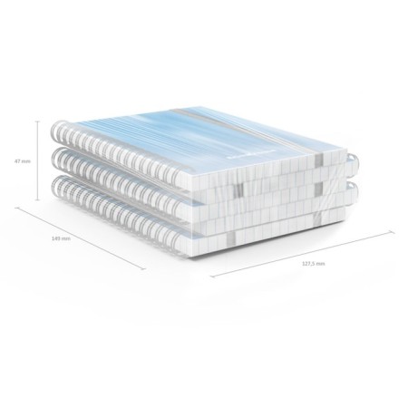 Notebook A6 (120 x 146 mm), 80 sheets in a cage on the crest Erichkrause "Ice Metallic", plastic cover, elastic band, offset unit, white 100%, mix-11