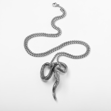 New Year! Symbol of the year 2025! Pendant "snake", color silver, 60 cm-3