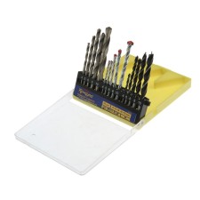 Set of drill combined tundra, cylindrical shank, 4-5-6-8-10 mm, 15 pcs.