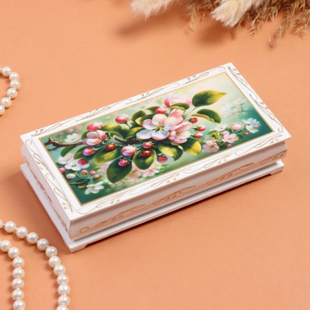 Casket "Apple Color", white, 8.5 × 17 cm, lacquer miniature