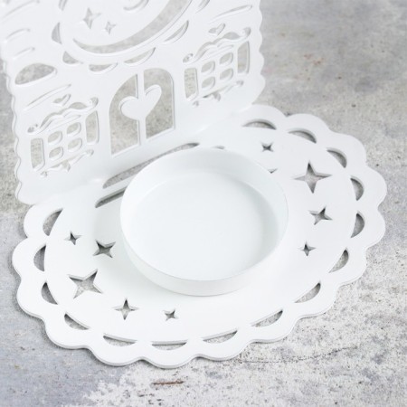 Click "House with Cup" metal per candle, 6.7x10x13.5 cm, white-3