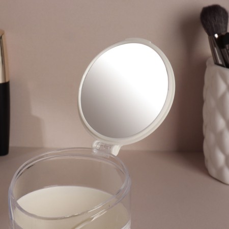 Organizer for cotton sticks, with a lid, with a mirror, d = 6.8 × 9.8 cm, white/transparent-3