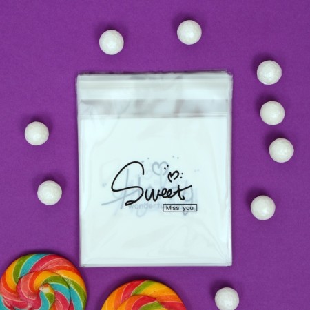 BOPP package with sticky tape, “wishes”, 10*10+3cm-6