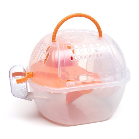Carrier carrier carrier with a house, shelf, drinker, 29x23x23 cm, yellow-1
