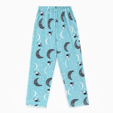 Female homemade set (T -shirt/pants), white/turquoise color, size 60-4
