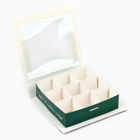 Box for 9 sweets with cells "Happy New Year!" 14.8 x 13.5 x 3.5 cm, New Year-5