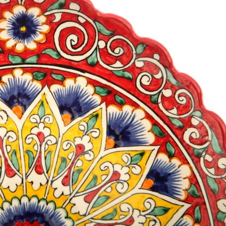 Largan Rishtan ceramics "Flowers", 31 cm, red, corrugated-2
