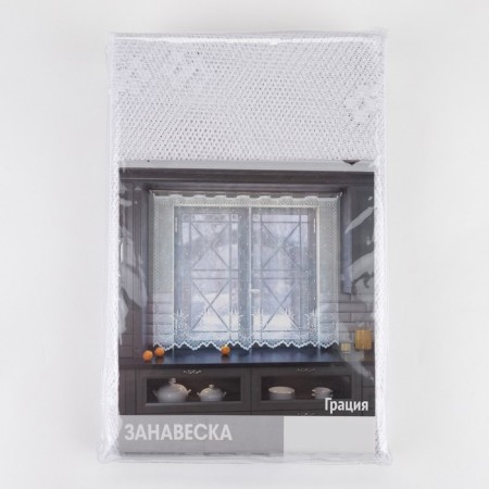 Tulle to the kitchen without curtain tape, 210x165 cm, white color, 100% polyester-4