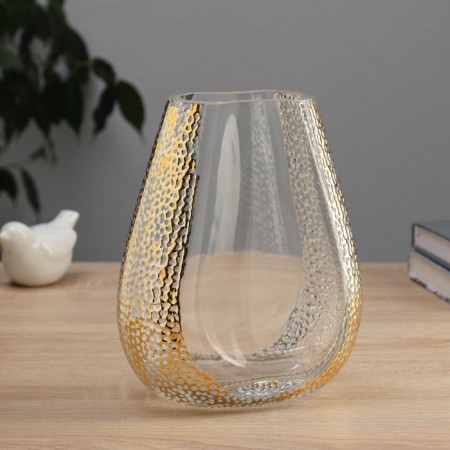 Vase Glass “Milagro” side pattern, D-4x10 cm, 20x15 cm, transparent