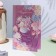 Postcard "Congratulations!" Congrev, embossing, bouquet in the box, purple background, 19x29 cm