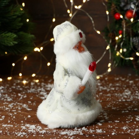 Santa Claus "In a patterned fur coat with a flashlight" 19 cm, silver-1