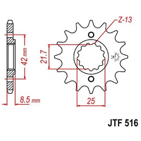 Front star (host) JTF516 for a motorcycle, steel, chain 520, 13 teeth