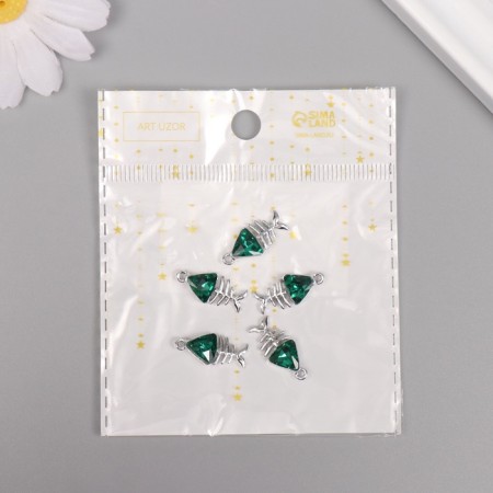 Decor for creativity Metal "Skeleton Pisces" silver, green 1.9x0.9x0.5 cm-3