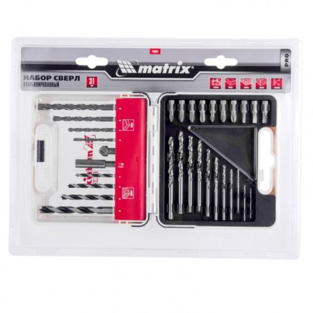 Set of drill and bit Matrix Pro 725631, 31 item, metal drill/concrete/wood, bats-2