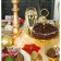 Snowflake shaft stand for the glass, 8.5 cm, red color