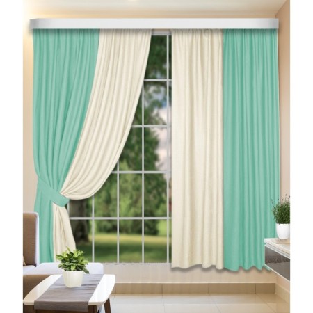 Set of curtains, size 160x250 cm, 2 pcs, turquoise color, milk
