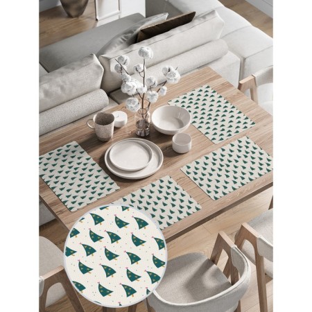 A set of napkins for setting the table "Christmas trees dance", rectangular, rounded edges, size 30x46 cm, 4 pcs-1