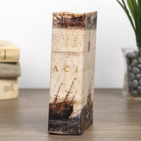 Safe wood book "Fleet" leatherette 17x11x5 cm-3