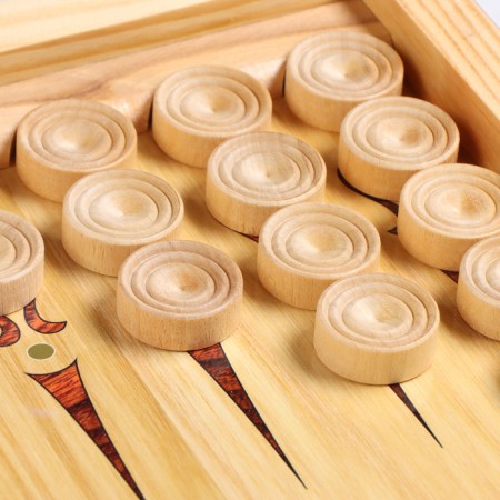 Wooden backgammon are large, with checkers "Hunters on a halt", a board game, 50 x 50 cm-4