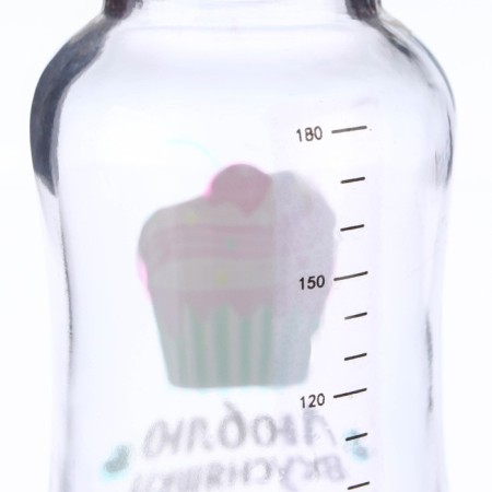 A bottle of feeding glass “I love delicious”, classic throat, medium stream, 180 ml., From 3 months.-3