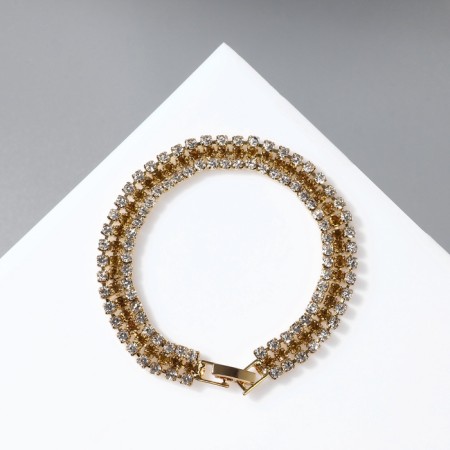 Bracelet with rhinestones "ice" elegance, lines, white-gold color, 18 cm-4