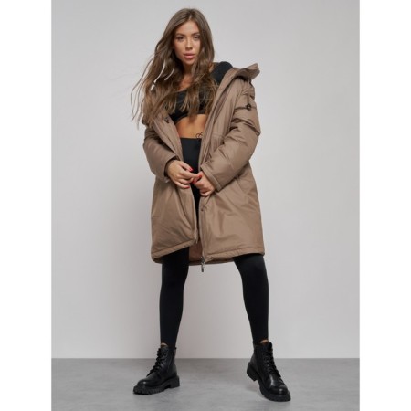 Coat insulated winter female, size 48, brown color-11