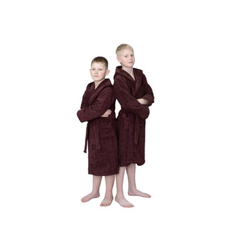 Children's robe with a hood, size 34, chocolate color-3