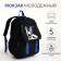 School backpack from textiles on lightning, 5 pockets, black/blue color