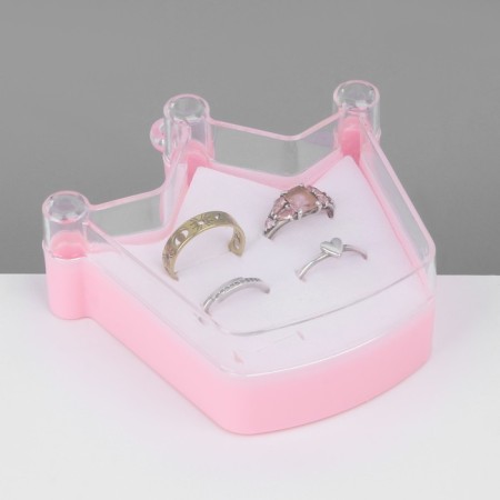 Organizer for jewelry "Correx Crown" 6 seats, plastic, 9.5 × 9 × 3 cm, pink color-2