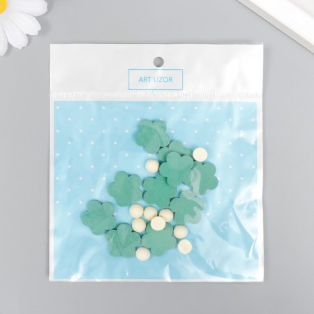 Decor for creativity tree "Flower and core" d-2 cm, set 10+10 pcs Blue-3
