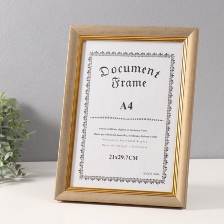 Photo frame Plastic format A4 cm "Gabriel" Golden with a gold strip of 2.2x25x33.7 cm-1