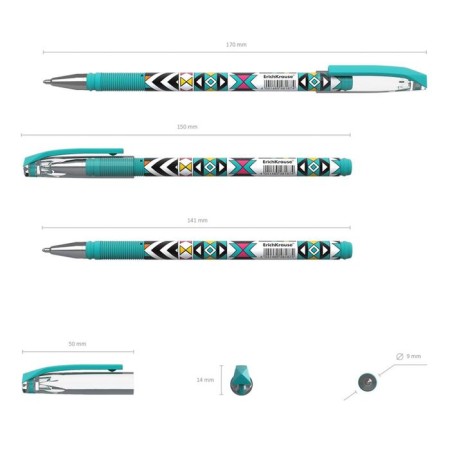 Ballic handle Erichkrause Colortouch Ornament, node 0.7 mm, thin letter, rubber holder, rod with design, blue ink blue-4