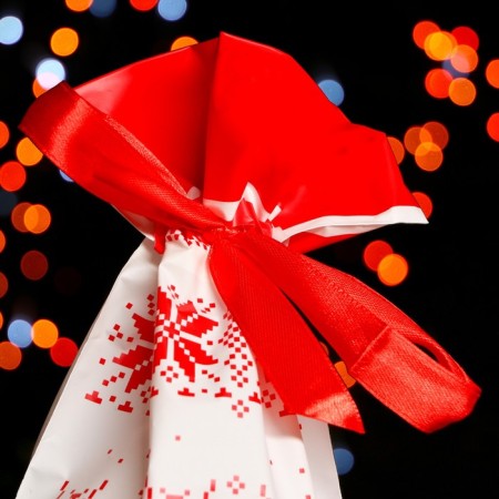 Polyethylene gift package, with ties "New Year's pattern", 15*23cm-1