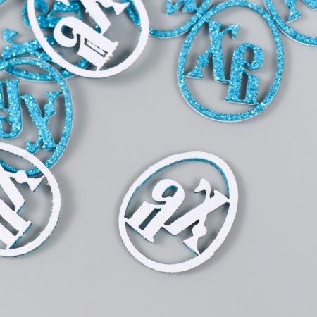 Decor "HB" on a glue base, blue color 3 × 2.5 cm (set 12 pcs)-1