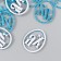 Decor "HB" on a glue base, blue color 3 × 2.5 cm (set 12 pcs)